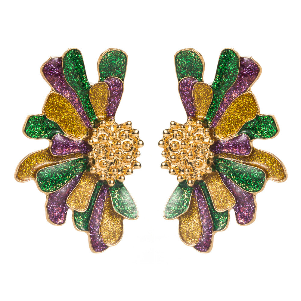 Wholesale Retro Fashion Alloy Oil Drop Flower Earrings Explosions Light Luxury Carnival All-match Elegant Earrings